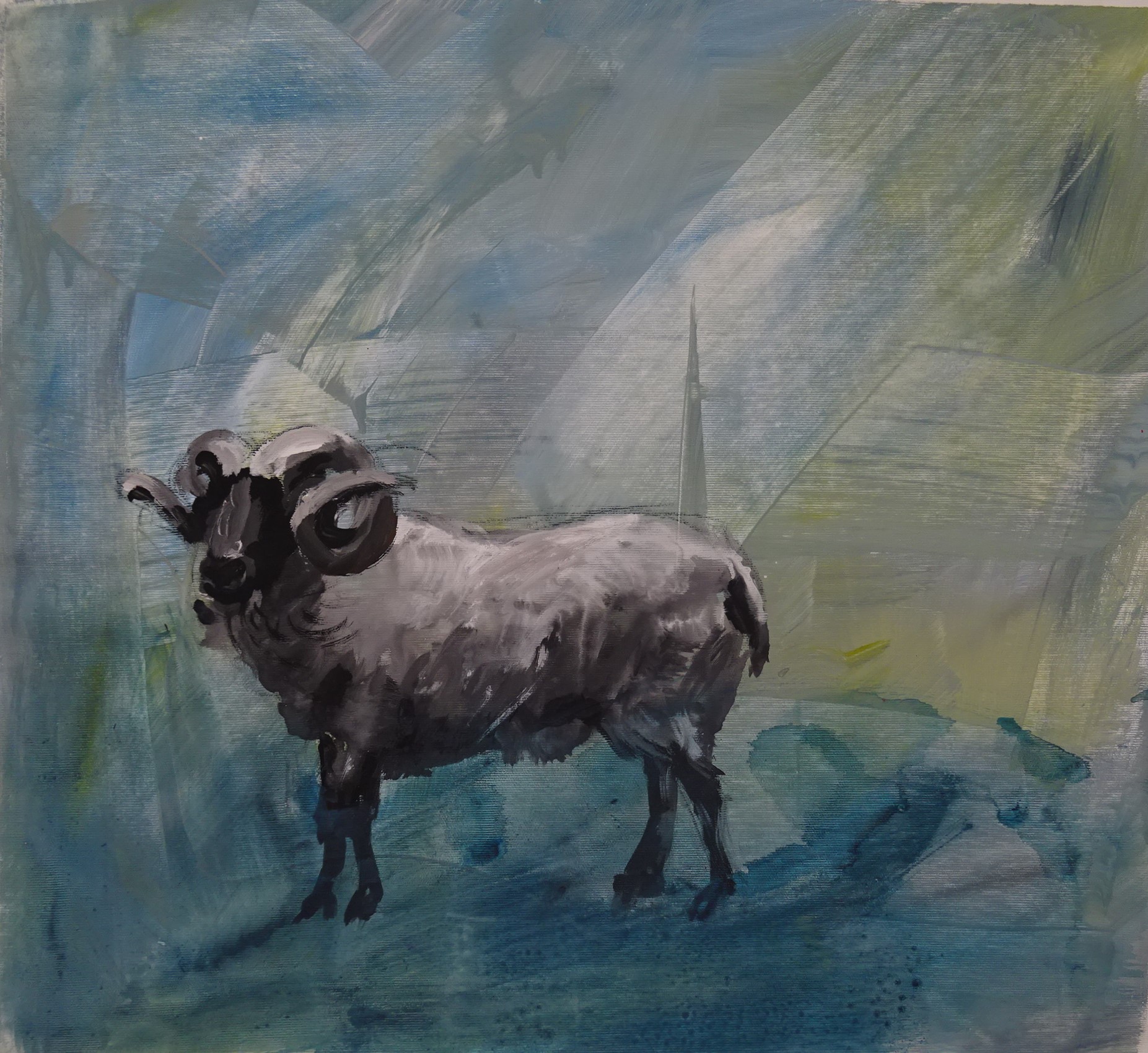 Bild von Franziska Morgner-Fanderl - Widder, Acryl, 53 x 57